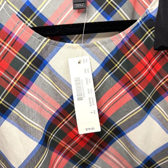 Talbots Tartan Plaid Sleeveless Blouse w/ Ribbon Shoulder — NWT Size 6 - Picture 5 of 8